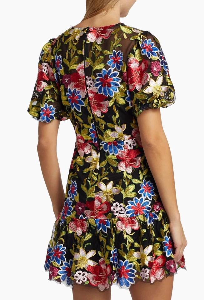 Vestido Milly Yasmin Floral Bordado Manga Abullonada Malla Talla 2 Foto 2 de 4