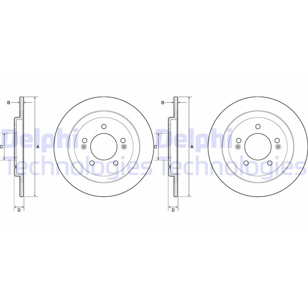 2X Delphi Bremsscheiben 284Mm Voll Hinten Passend FÜR Hyundai I30 KIA Cee'd PRO-image