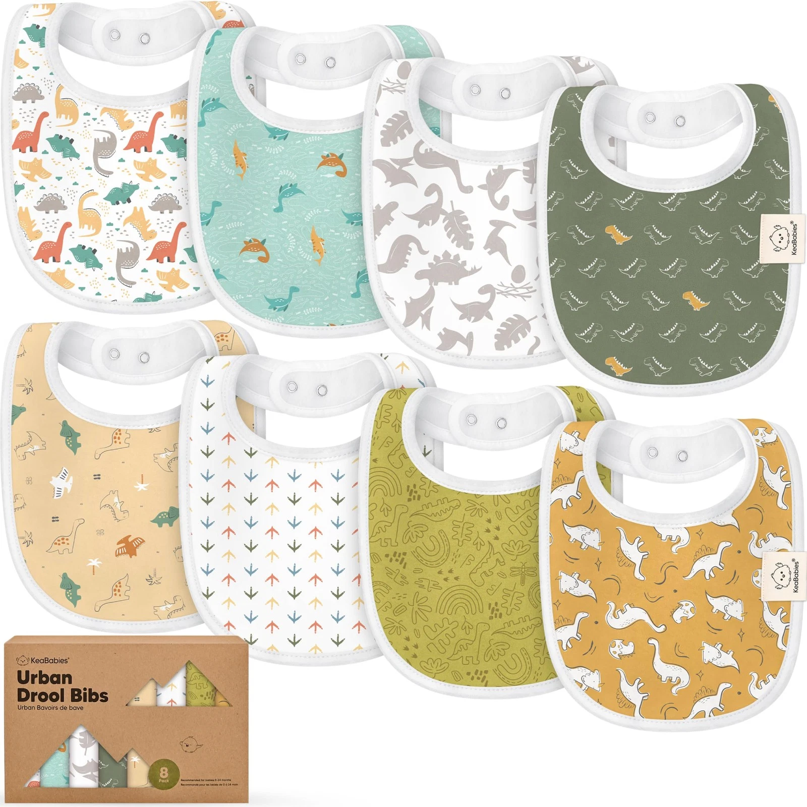 8-Pack Organic Baby Bibs for Boys, Girls - Soft Cotton 12"x 8", Mesozoic
Opens in a new window or ta