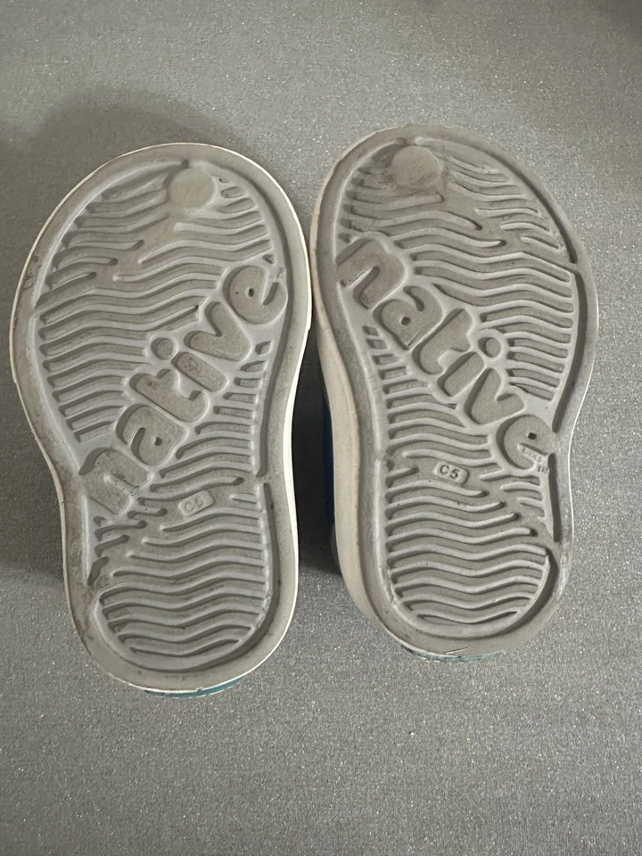 Native Toddler Shoes Size 5c White And Blue Lightly Used - Image 3 of 3