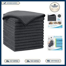 Eco-Friendly 12PK Gray Microfiber Towels - Lint-Free  Reusable Cleaning Cloths