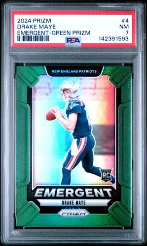 2024 PANINI PRIZM EMERGENT GREEN PRIZM #4 DRAKE MAYE ROOKIE RC PSA 7