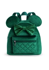 Disney Minnie Mouse Green Velvet 3D Bow & Ears Mini Backpack NWT