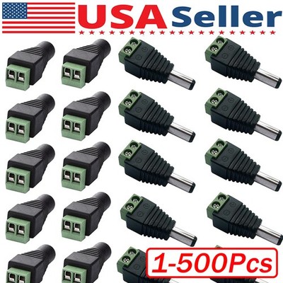 1-500 x Male Female 2.1x5.5mm DC Power Plug Jack Adapter Connector for CCTV Lot