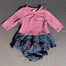 Tucker + Tate Tunic Bloomer Set Pink Roses Girls 3M * HB Baby Gray One Piece