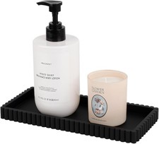 Silicone Bathroom Tray Small Vanity Tray Kitchen Counter Decor, Black  Non