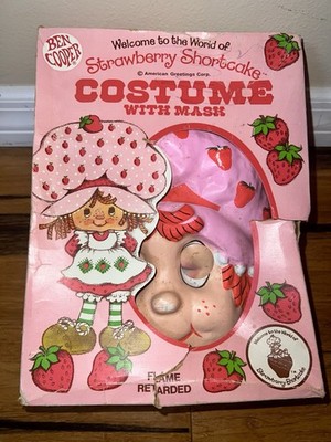 Vintage Ben Cooper 70s-80s Strawberry Shortcake Vinyl Costume With Mask + Box