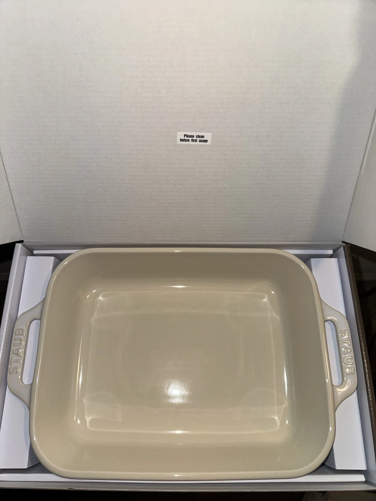 Staub Ceramic Ivory Gratin Baking Dish 10.5x7.5”- 2.5Qt Hand Finished New In Box