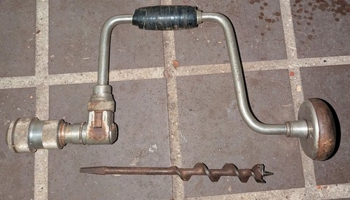 Vintage Stanley Large 12” Sweep No. 813G Bit Brace Hand Drill W/ Bit