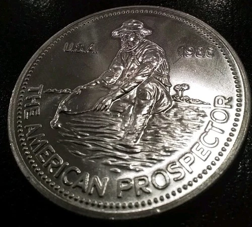 1 DAY ‼️ 1986 Engelhard .999 Fine Silver 1 oz American Prospector Round U.S