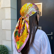 Women Spring Summer Square Scarf 90 90Cm Satin Silk Scarves Headscarf Female Fou