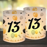 12 Windlicht Tischdeko 13 Geburtstag, Happy 13Th Birthday Tischdekoration, Deko