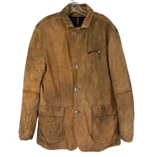Gimo's Leather Italy Coat Size 44 Rustic Burnished Luxury Mens 