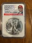 2020 American Silver Eagle NGC Graded ER MS 70 America First Donald J. Trum