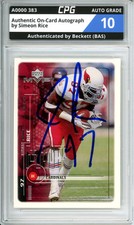 Authentic On-Card Autograph Signed by Simeon Rice CPG Auto Grade 10