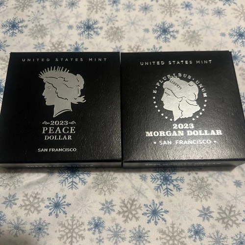 2023-S Reverse Proof $1 Morgan and Peace Silver Dollar 2pc Set Box , OGP & COA