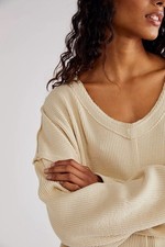 Free People Easy V Oversized Slouchy Boho Sweatshirt NWT Size Large