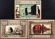 HELGOLAND 1921  Lange Anna  3x25 Pfennig w/red seal German Notgeld Heligoland