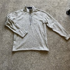 Eddie Bauer Mens Light Heather Gray Quarter-Zip Sweater Size Tall Large