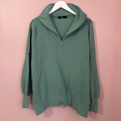 Lillusory Green Quarter Zip Green Sweater - Large