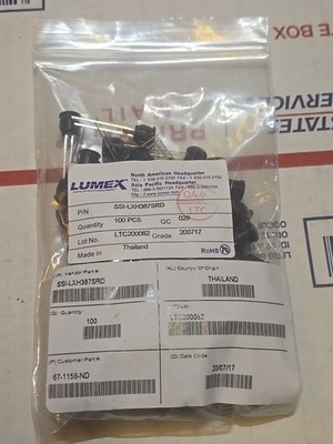 Lit Of 100 Lumex SSI-LXH387SRD LED'S