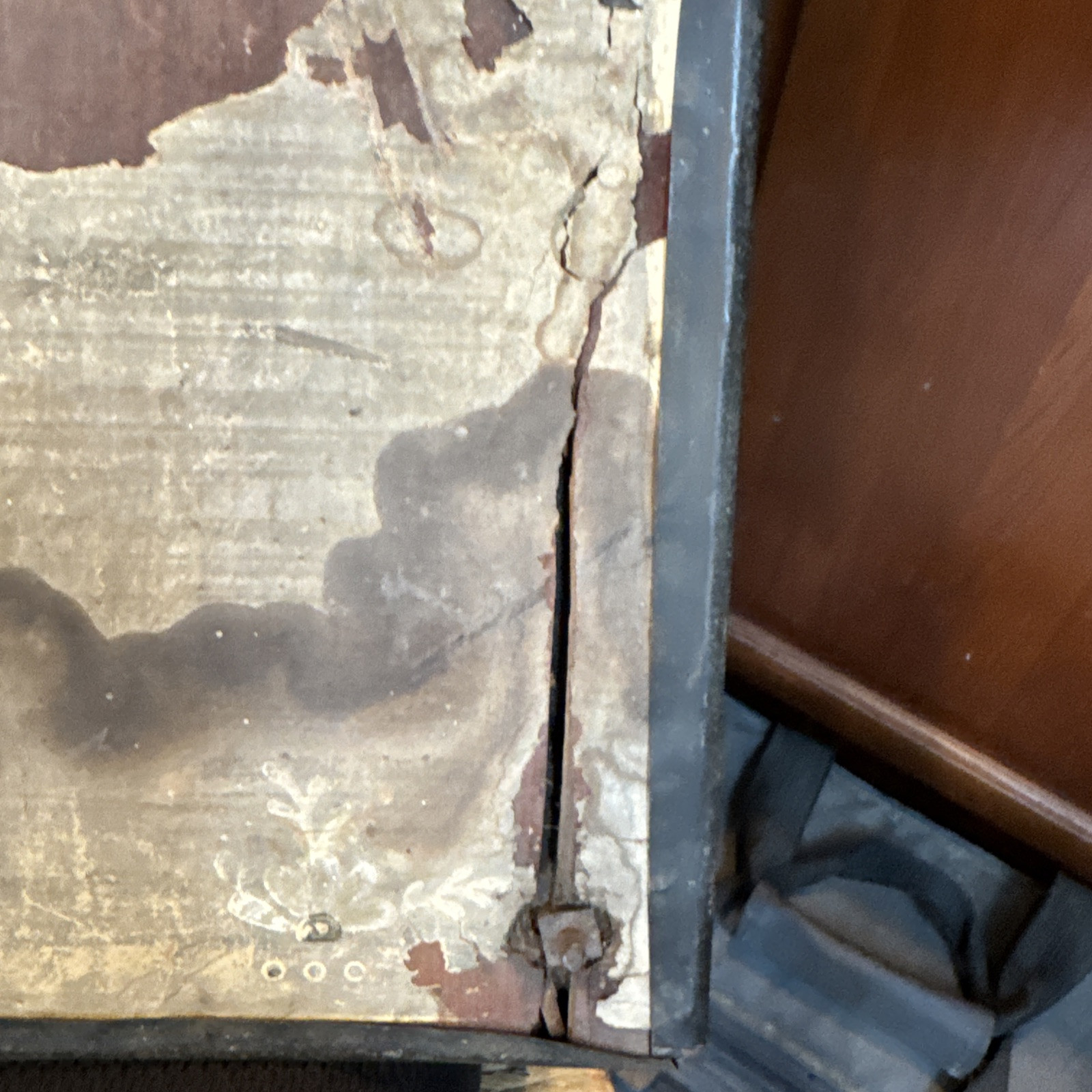 1890s Antique USS OLYMPIA Our Nations Pride Hammered Copper On Wood Mirror RARE