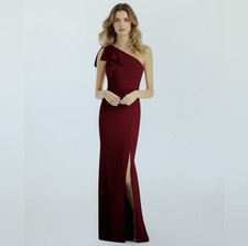 After Six One Shoulder Burgundy Formal Gown Prom Wedding Guest Oxblood 14 NWT