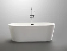 Chand Series 67 in. x 32 in. Flat Bottom Acrylic Freestanding Soaking Bathtub