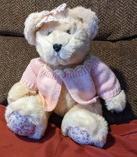 NovaPlush White bear with Pink Sweater super soft fur