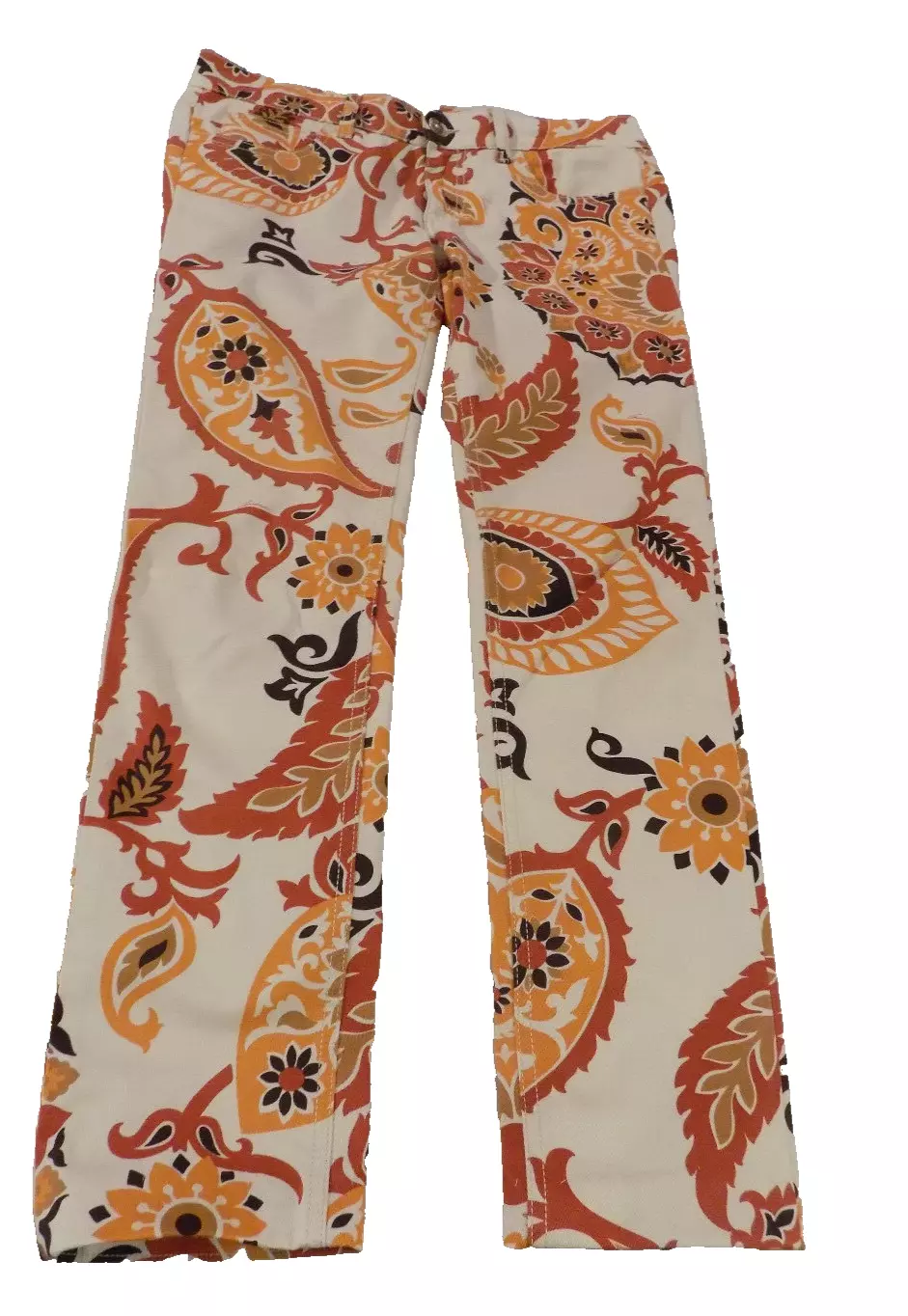 AUTHENTIQUE pantalon GUCCI ivoire orange LOGO JEANS AUDACIEUX floral doux taille 40/8 unique !