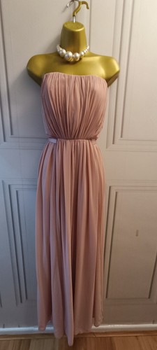 Little Mistress Size 16 Bridesmaid multiway chiffon Bandeau Maxi Pink Dress New - Picture 12 of 21
