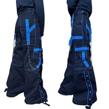 Tripp NYC Goth Skate Grunge Straps Baggy Bondage y2k Blue Pants Shorts AF7606M