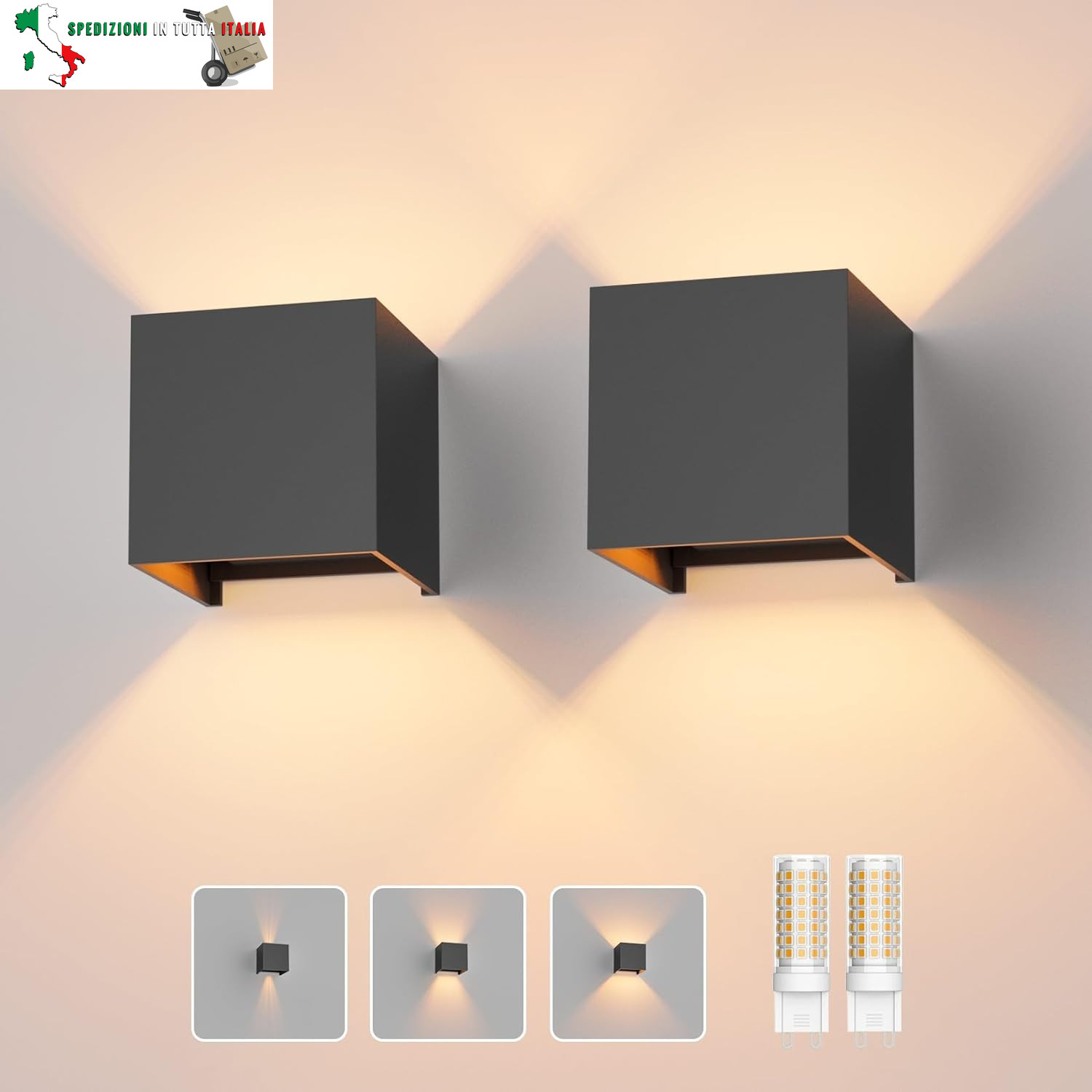 2 Pezzi LED Lampada da Parete Interno/Esterno Lampadina G9 con Sorgente Luminosa