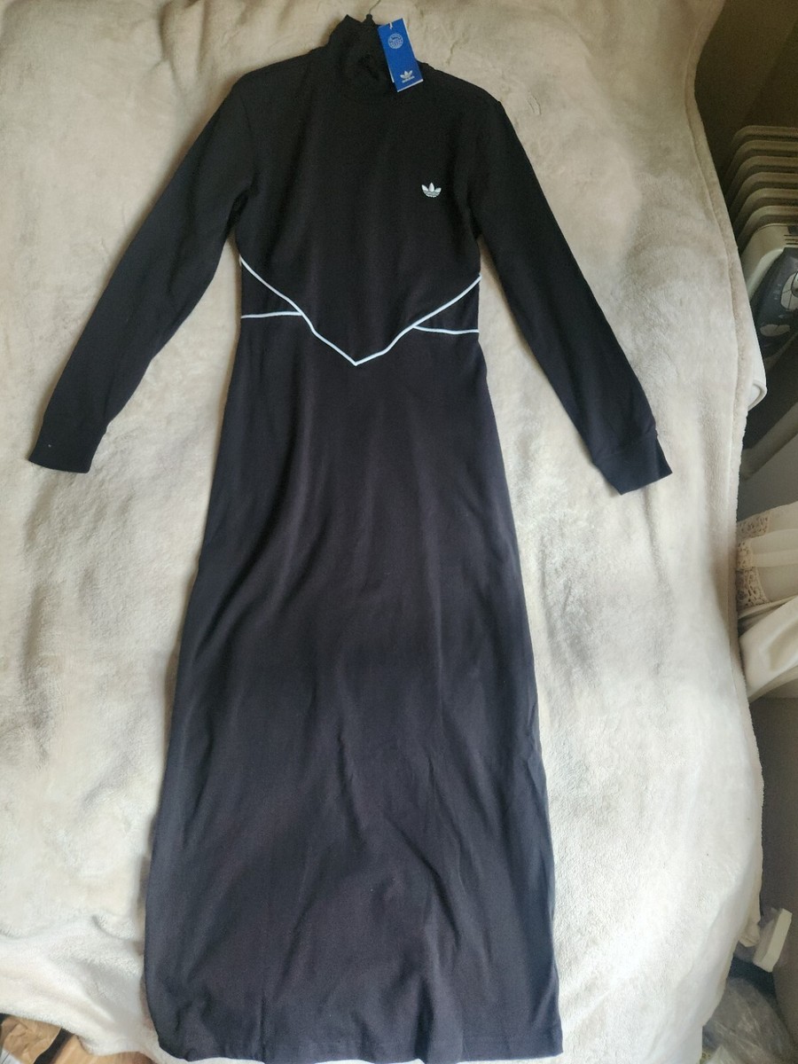 【新品未使用】adidas ロングスリーブ マキシドレス 黒 現行品 Adidas ADICOLOR MAXI DRESS W/ Long Sleeves BLACK Sz S BNWT