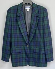 Vintage Pendleton 100 Wool Tartan Plaid Single Button Blazer Size 12, Preppy