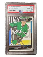 2018 UD SERIES 1 #202 ROOPE HINTZ YOUNG GUNS ROOKIE RC YG PSA 10 GEM MINT