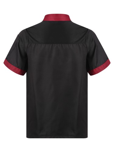 Abrigo de chef de manga corta para hombre uniforme cuello alto chaqueta cantimplora uniforme camisa - Imagen 59 de 68