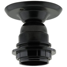 E27 Batten Bulb Holder (lampholder) in Black Bakelite