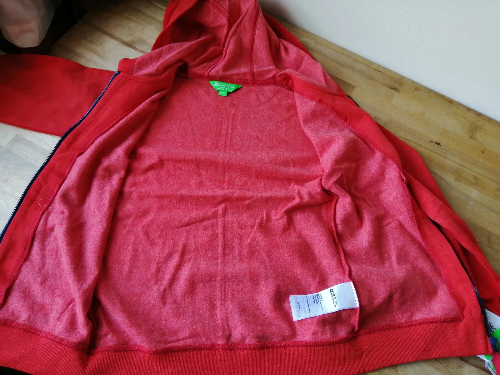 Mountain Warehouse Kids Red Brushed Fleece Hoodie Zipped 9-10 years NEW rrp£20 image 5