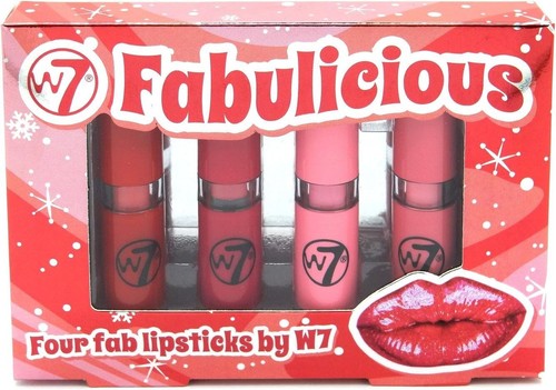 W7 Fabulicious Lipstick Set | 4 Long-Lasting Pinks & Reds | Moisturising Matte - Picture 2 of 5