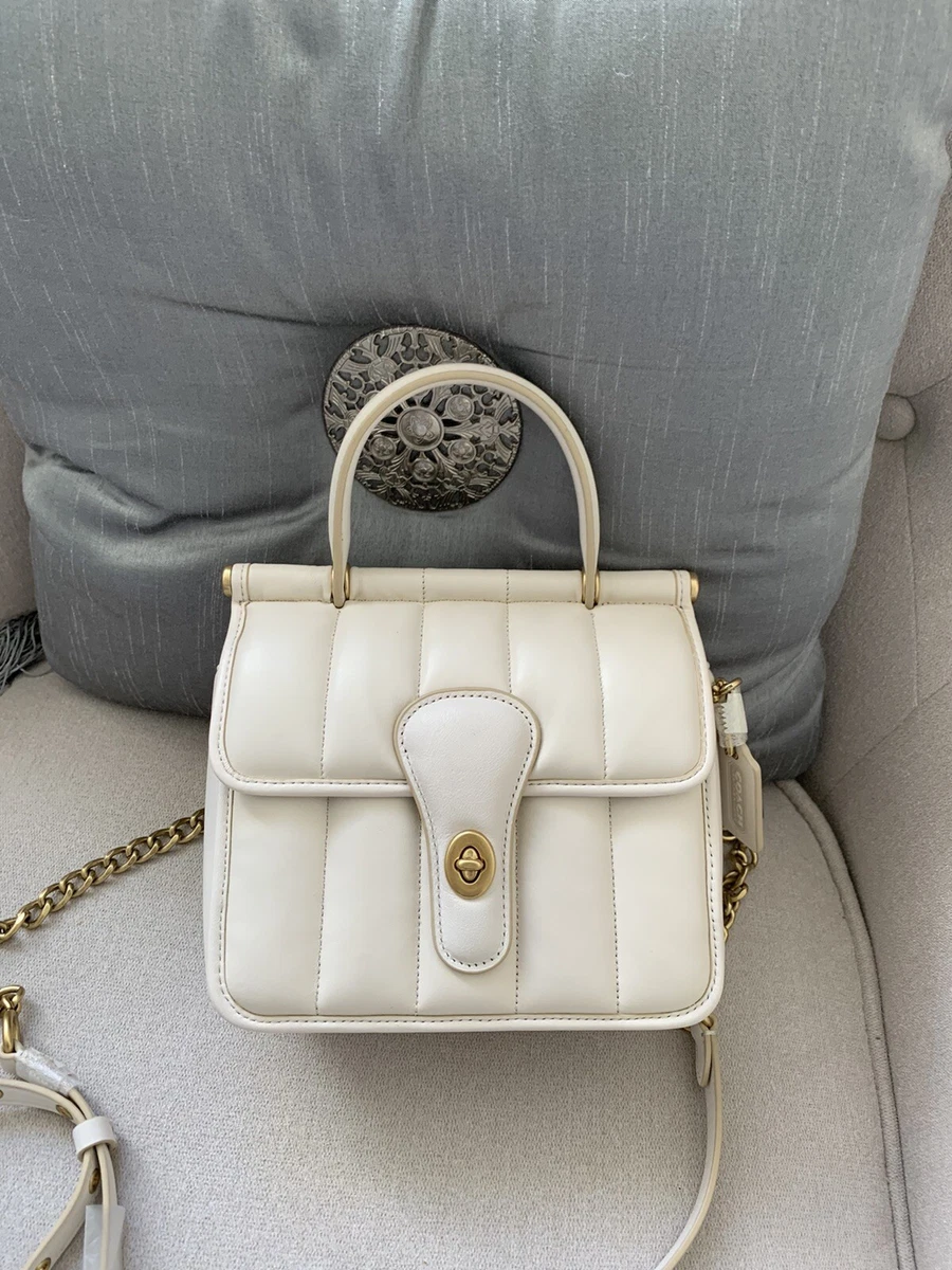 Coach Willis Top Handle 18 Women s Bag Brass Chalk C3844