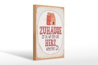 Holzschild Spruch Zuhause Da Wo Herz WohlfüHlt 20X30 Cm Deko Schild