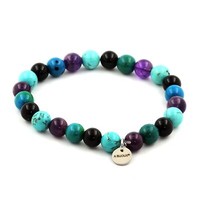 Armband Perlen Amethyst + Chrysokoll + Schwarze Achat + TüRkis 8 Hergestellt In