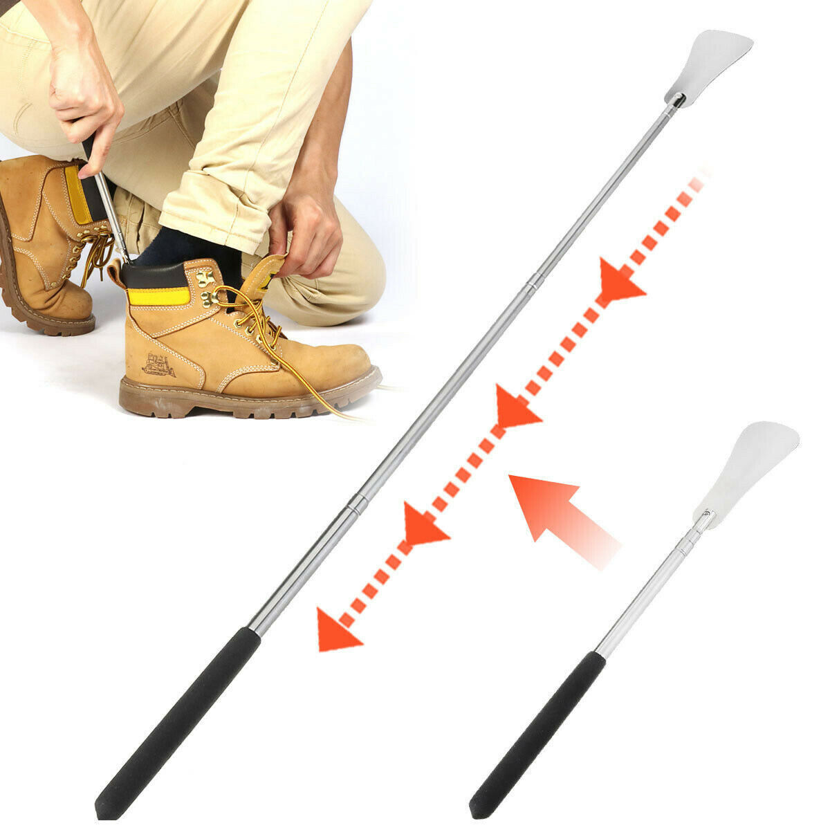 75cm Professional Long Adjustable Ranking TOP7 Oakland Mall Handle Ste Shoe Horn Stainless
