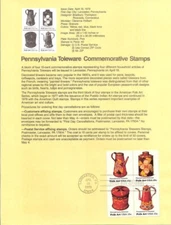 PENNSYLVANIA TOLEWARE FOLK ART SET  #1778A 1979 USPS FD Souvenir Page