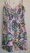 J Crew Women's Size Small Tropical Pink Sundress W/Smocking On Back