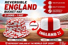 England Bucket Hat, Reversible St George Flag Football Fans Hat, World Cup 2026