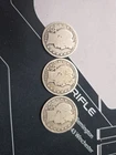 LOT OF 3 BARBER HALF DOLLARS- 1906-D, 1908-O, 1908-S. 90% SILVER, BETTER MINTS