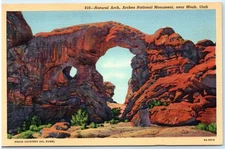 Vintage Postcard Natural Arch Arches National Monument Moab Utah