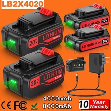 20V 8.0Ah MAX Lithium-ion Battery/Charger for Black Decker 20 Volt LBXR20 4.0Ah